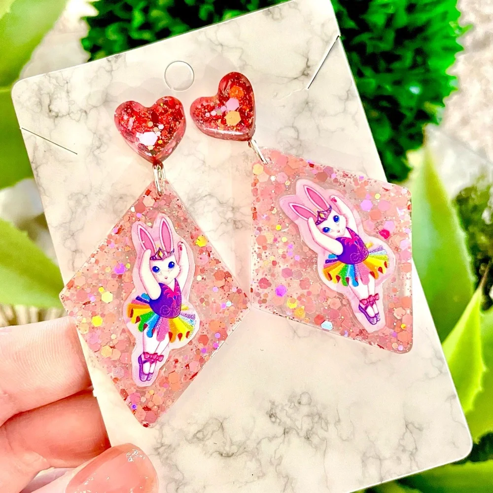Lisa Frank Ballerina Bunny Earrings - Picture 2 of 5
